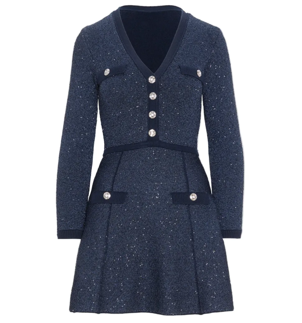 The Lana Dress in Navy Sequin