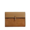 The Large Soft Clutch in Camel Suede