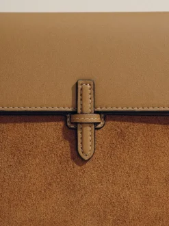 The Large Soft Clutch in Camel Suede