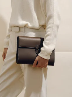 The Large Soft Clutch in Dark Brown Nappa