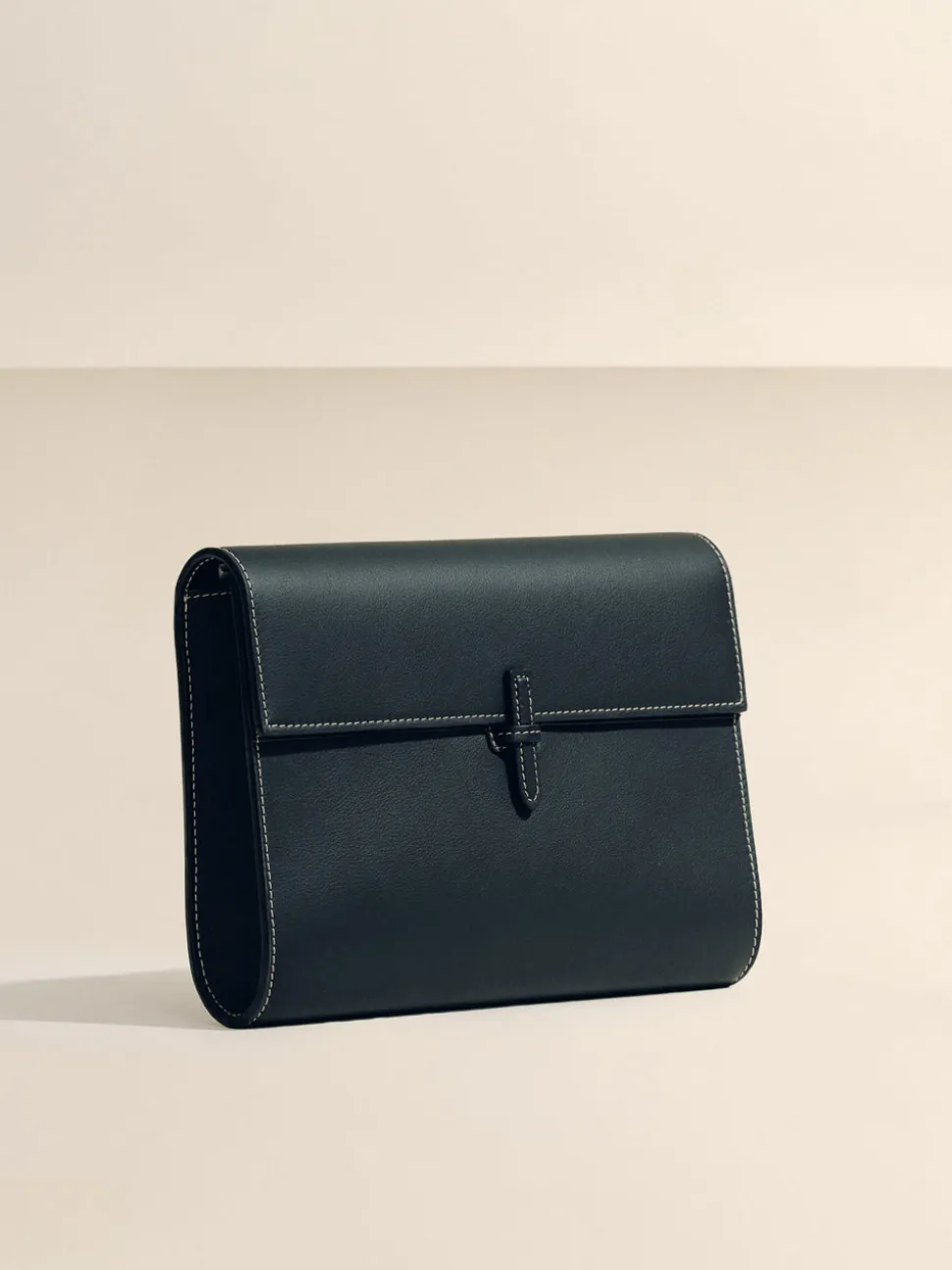 The Large Soft Clutch in Black Nappa