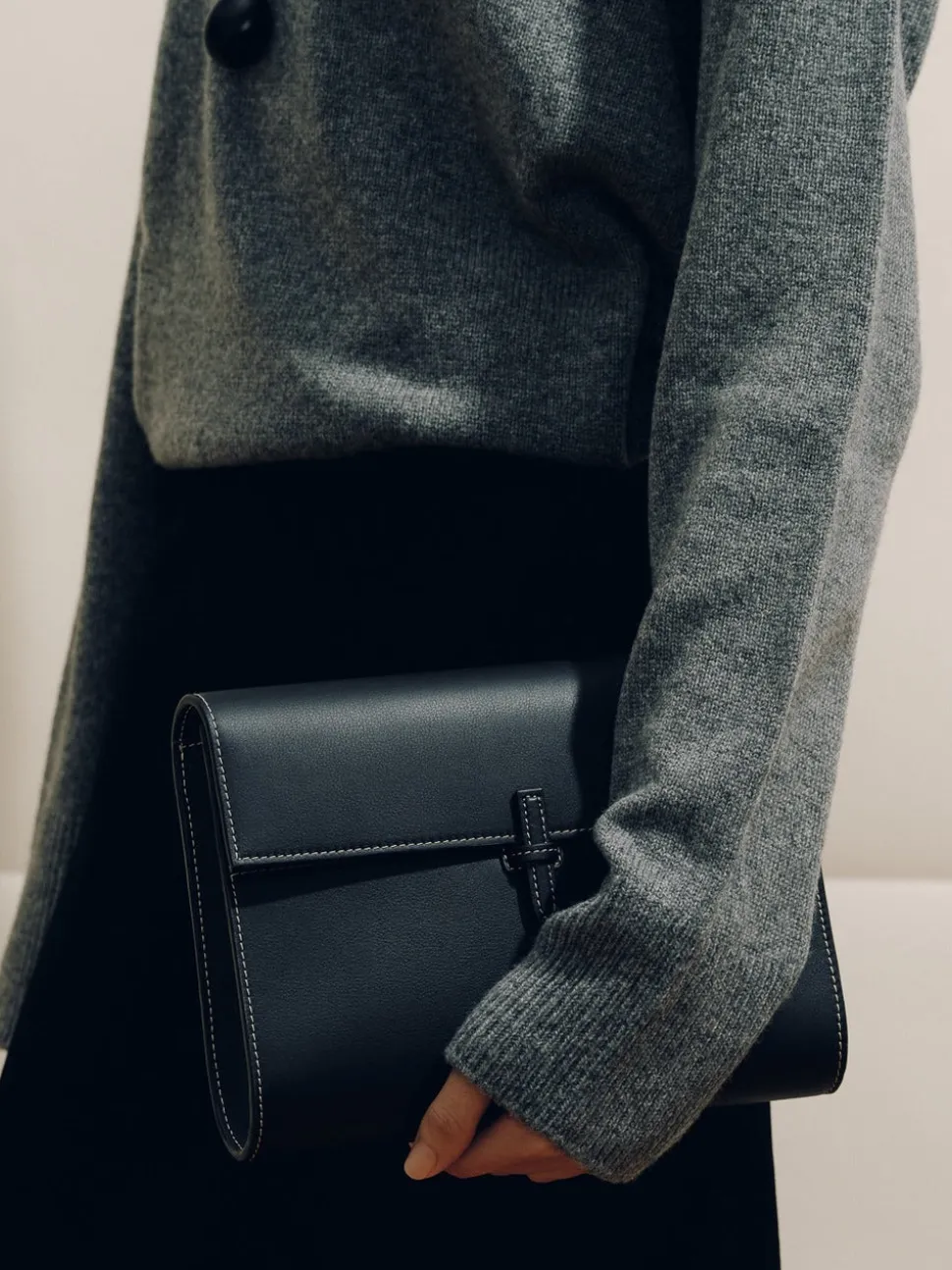 The Large Soft Clutch in Black Nappa
