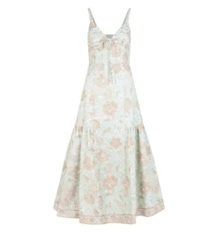 The Lillie Dress - Aqua Calico Trellis
