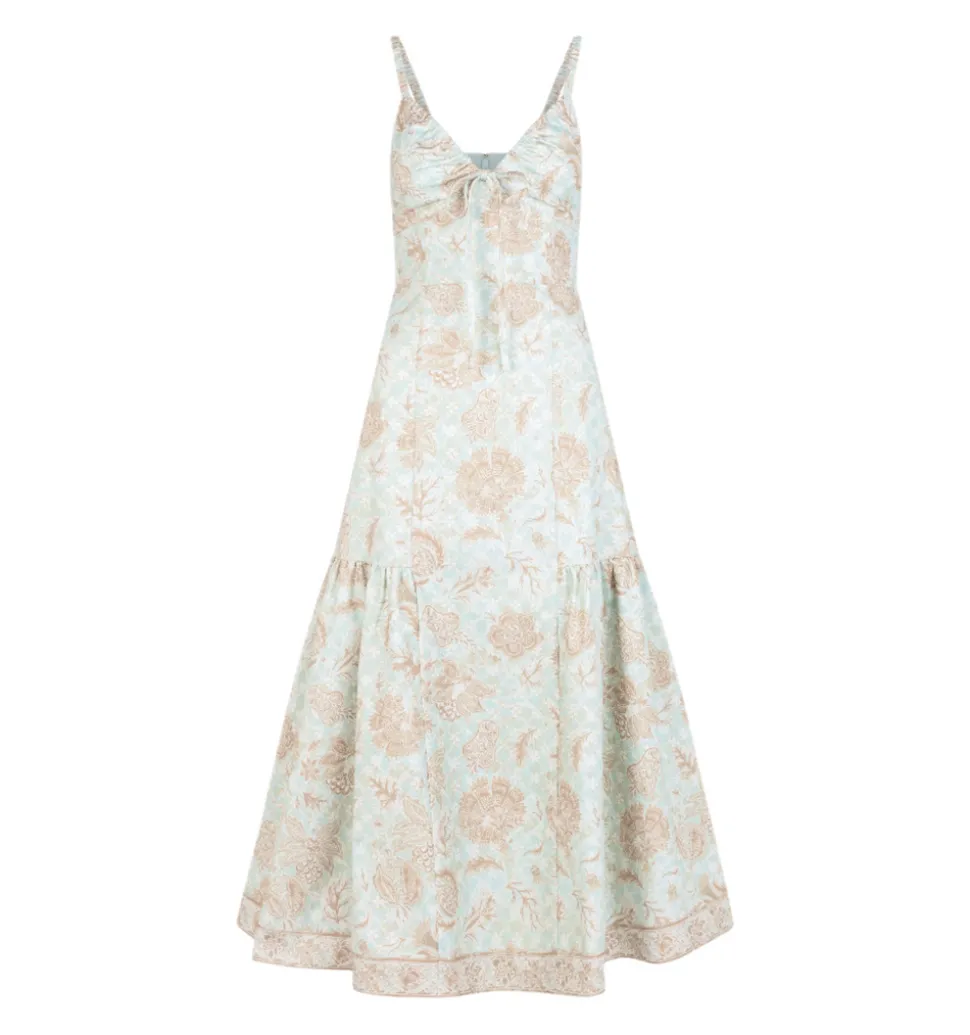 The Lillie Dress - Aqua Calico Trellis