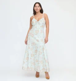 The Lillie Dress - Aqua Calico Trellis