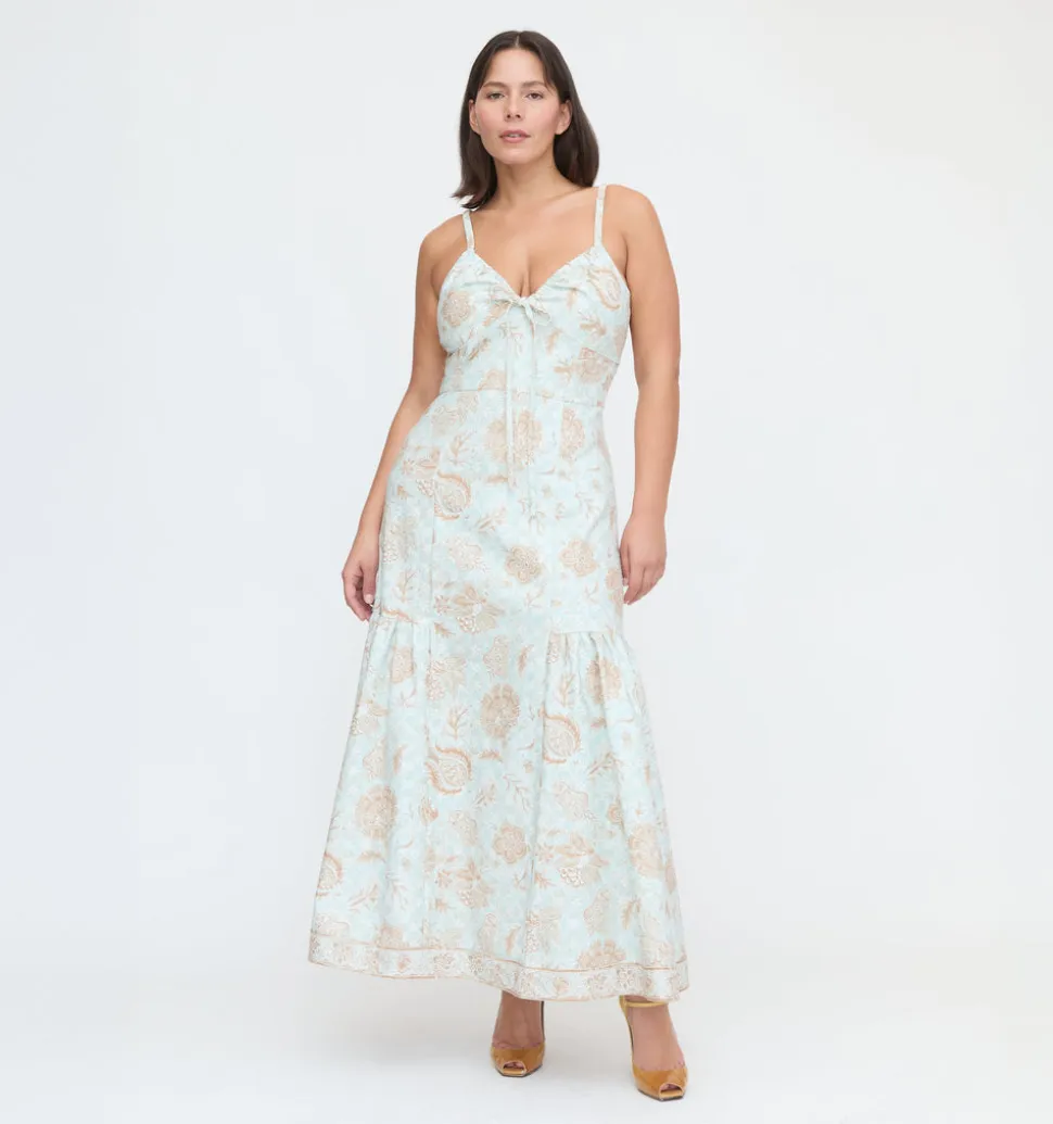 The Lillie Dress - Aqua Calico Trellis