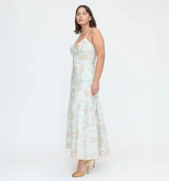 The Lillie Dress - Aqua Calico Trellis