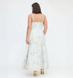 The Lillie Dress - Aqua Calico Trellis