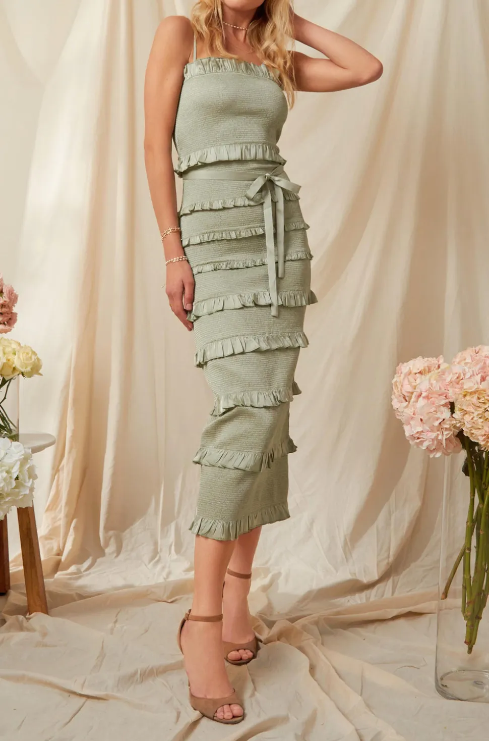 The Lily Dress in Sage