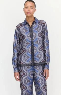 The Liv Top in Brown Cobalt Medallion