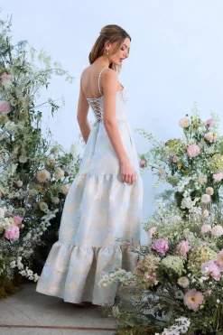 The Lucetta Dress in Sky Windsor Brocade