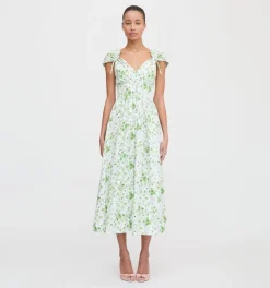 The Lucille Dress in Green Sweet Peas