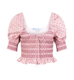 The Madeline Nap Top in Rose Circular Lattice