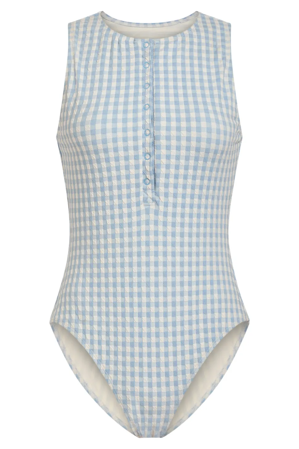 The Malibu One Piece Crinkle in Sky Gingham