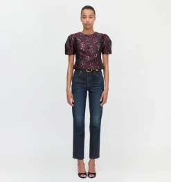 The Mallorie Top in Burgundy Baroque Jacquard