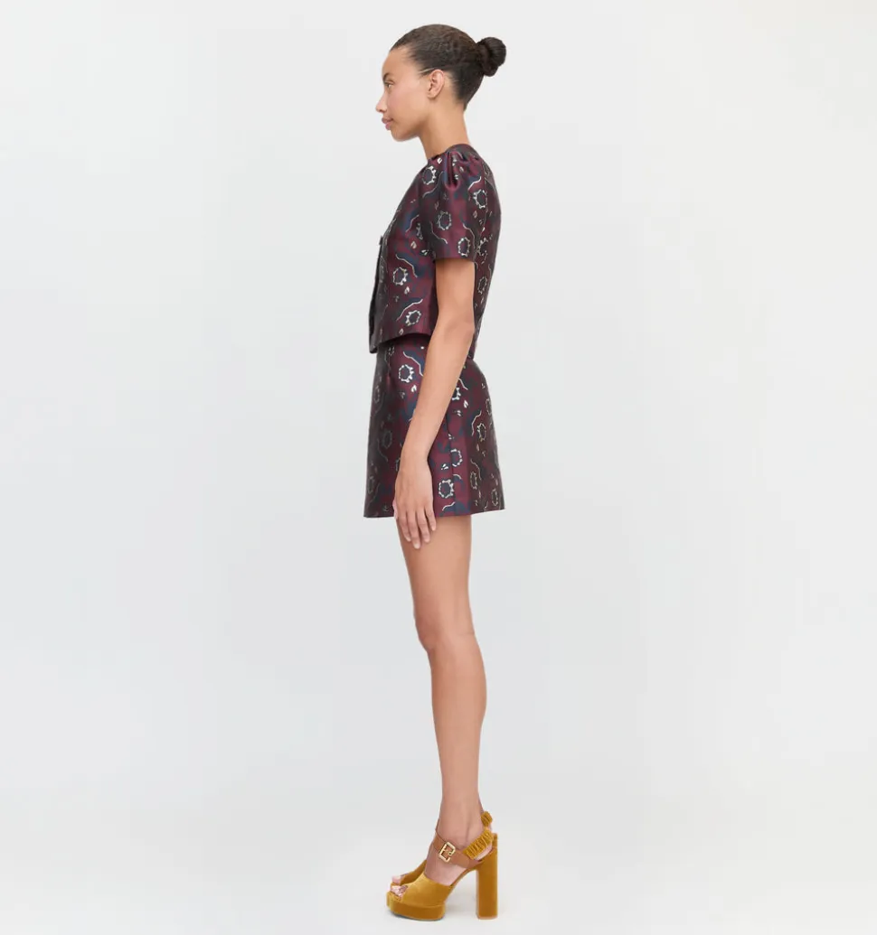 The Mallorie Top in Burgundy Baroque Jacquard