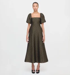 The Matilda Dress in Metallic Brocade