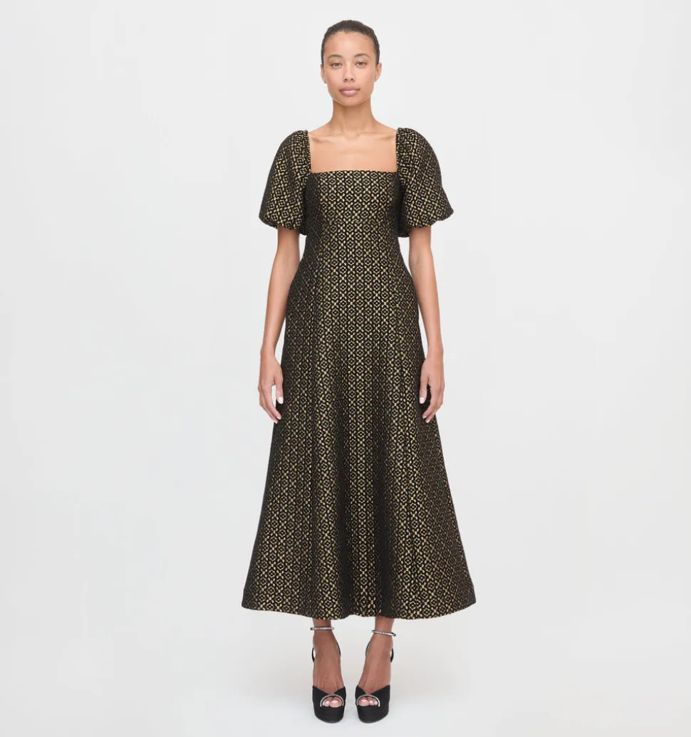 The Matilda Dress in Metallic Brocade