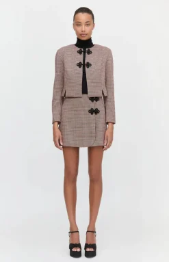 The Melody Skirt in Burgundy Holmes Houndstooth