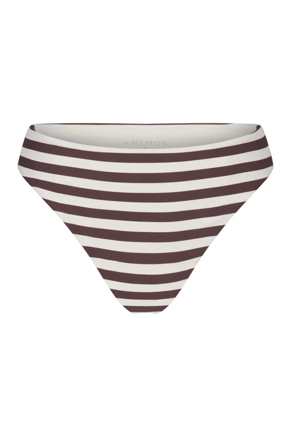 The Midi High-Cut Bikini Bottom In Espresso Even Stripes