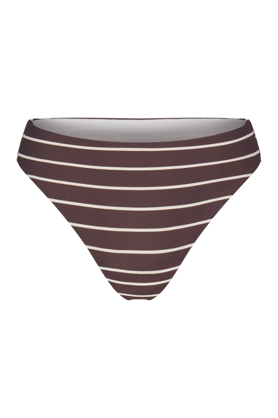 The Midi High-Cut Bikini Bottom In Espresso Odd Stripes