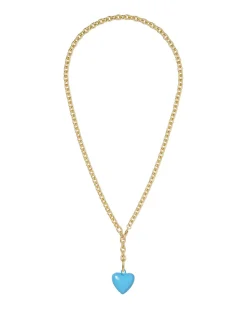 The Mini Puffy Heart Necklace in Turquoise