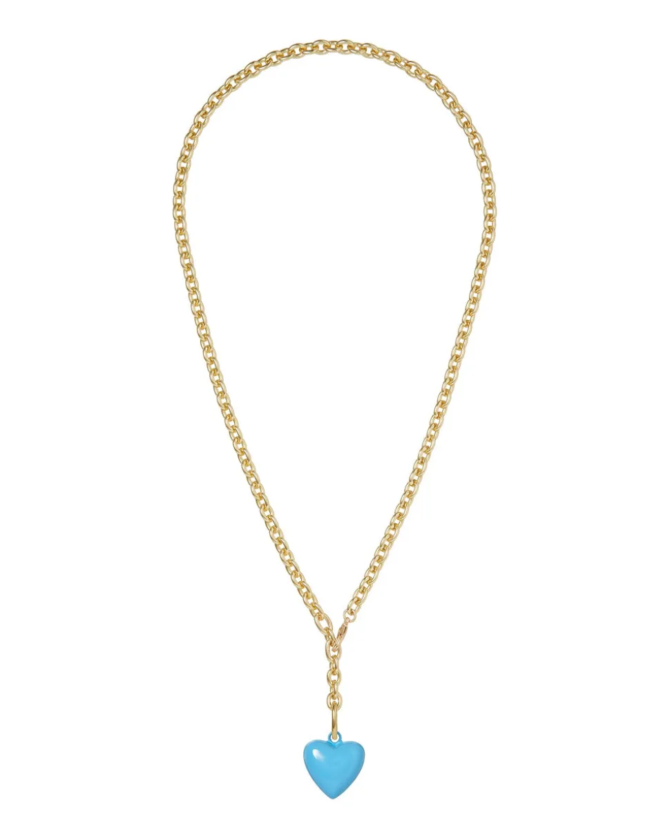 The Mini Puffy Heart Necklace in Turquoise