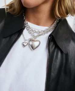 The Mini Puffy Heart Necklace in Silver