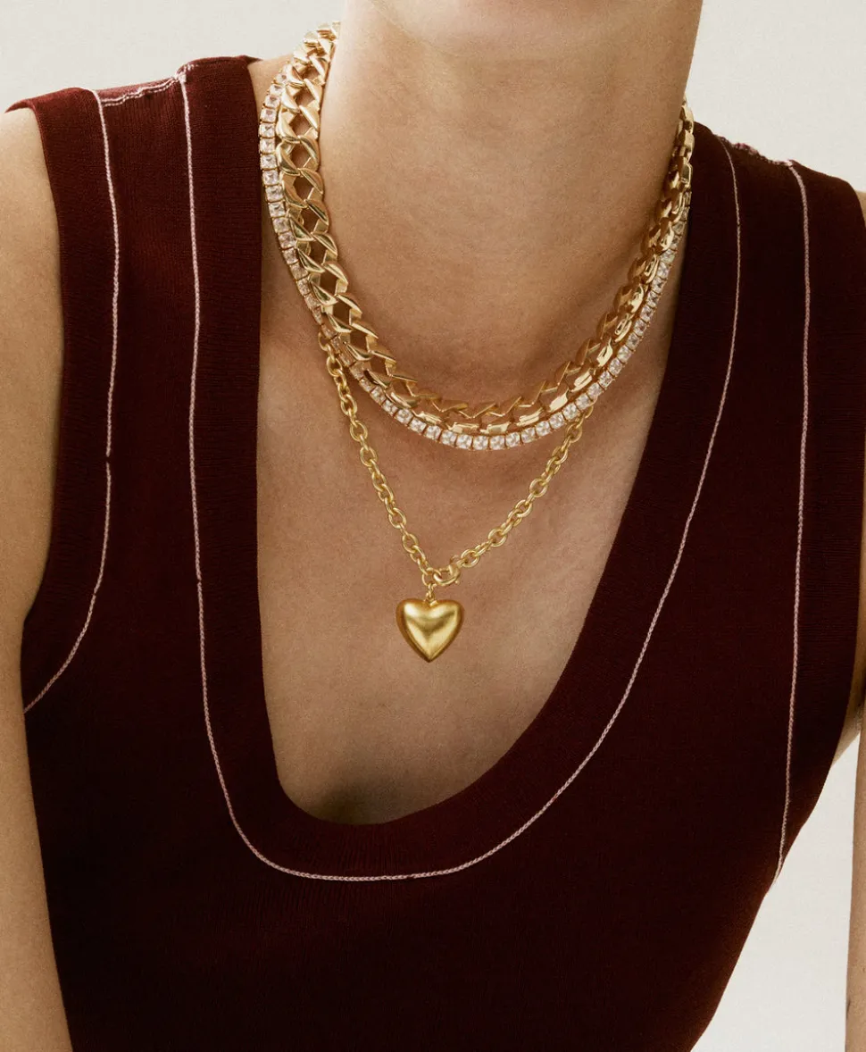 The Mini Puffy Heart Necklace in Gold