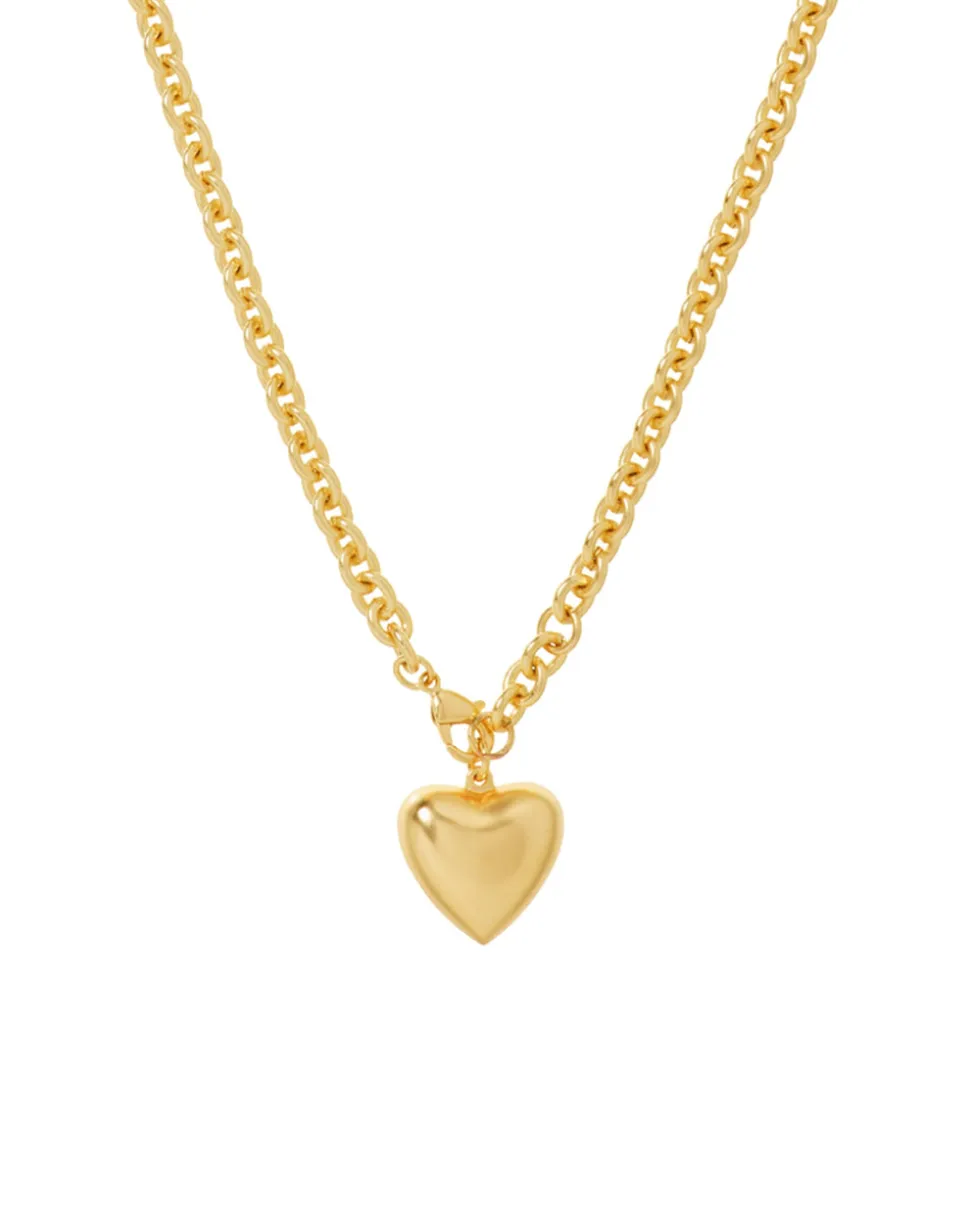 The Mini Puffy Heart Necklace in Gold