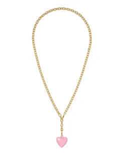The Mini Puffy Heart Necklace in Pink