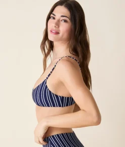 The Molokai Bikini Top Textured Stripe in Nautical