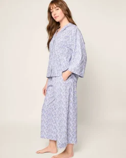 The Olivia Wide Leg Pima Pajama Set in Fleur d’Azur
