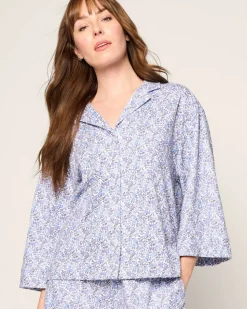 The Olivia Wide Leg Pima Pajama Set in Fleur d’Azur