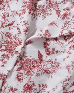 The Olivia Wide Leg Pima Pajama Set in Red Timeless Toile
