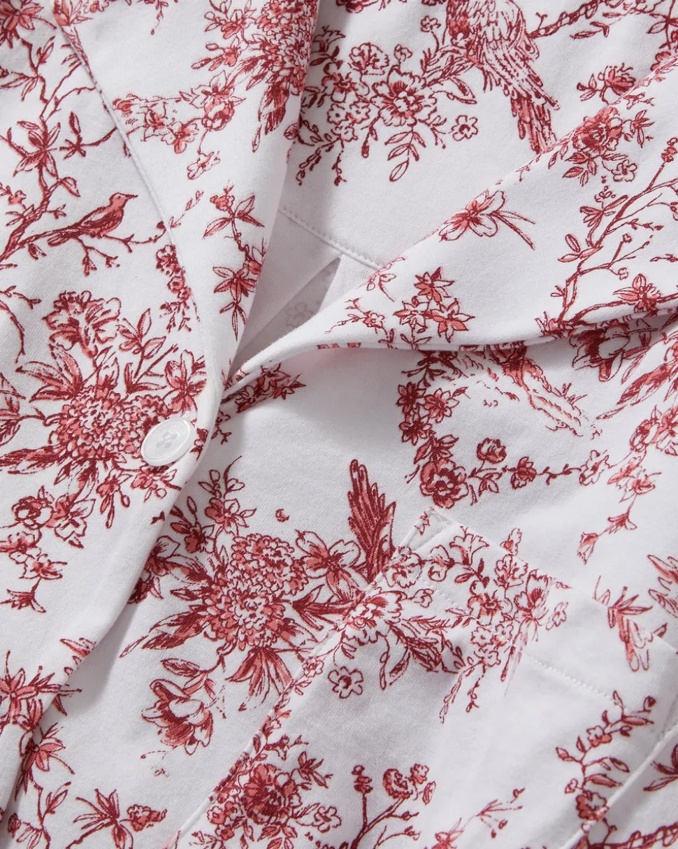 The Olivia Wide Leg Pima Pajama Set in Red Timeless Toile