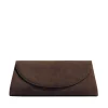 The Opera Clutch in Dark Brown Suede