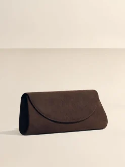 The Opera Clutch in Dark Brown Suede