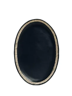 The Oval Tray in Black Iraca Lace Trim