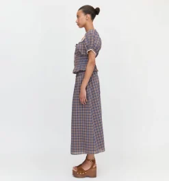 The Paulina Top in Brown Spencer Plaid