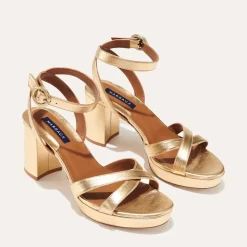 The Platform Sandal in Gold Nappa