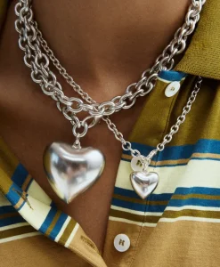 The Puffy Heart Necklace in Silver