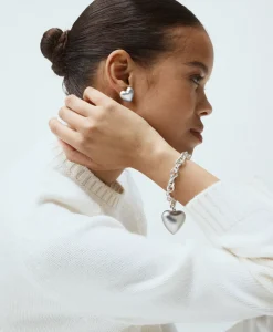 The Puffy Heart Silver Stud Earrings