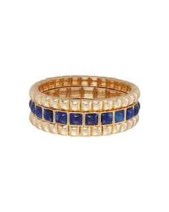 The Puffy Stud Bracelet Stack in Navy