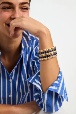 The Puffy Stud Bracelet Stack in Navy