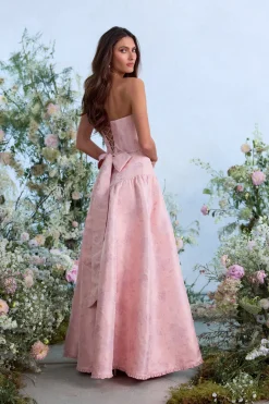 The Rosamund Dress in Light Pink Windsor Brocade