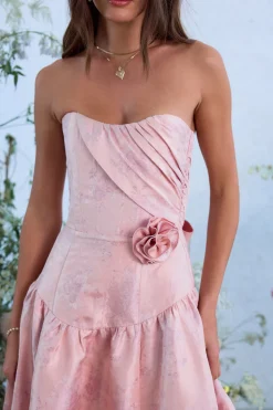 The Rosamund Dress in Light Pink Windsor Brocade