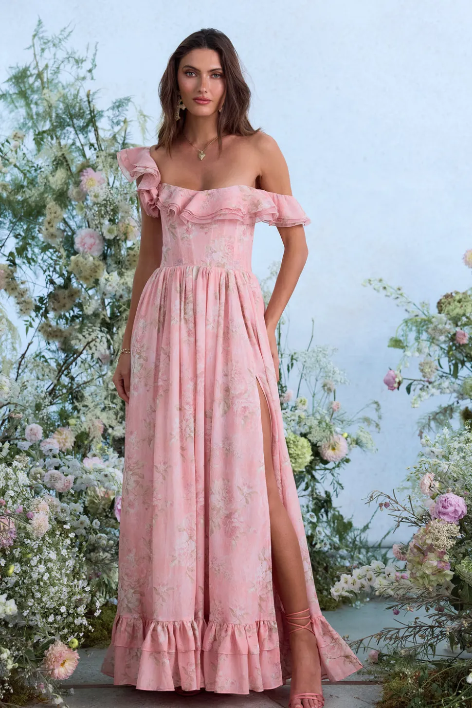 The Rosetta Dress in Light Pink Tapestry Rose