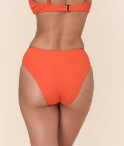 The 90s High Waist Bikini Bottom in Vermillion
