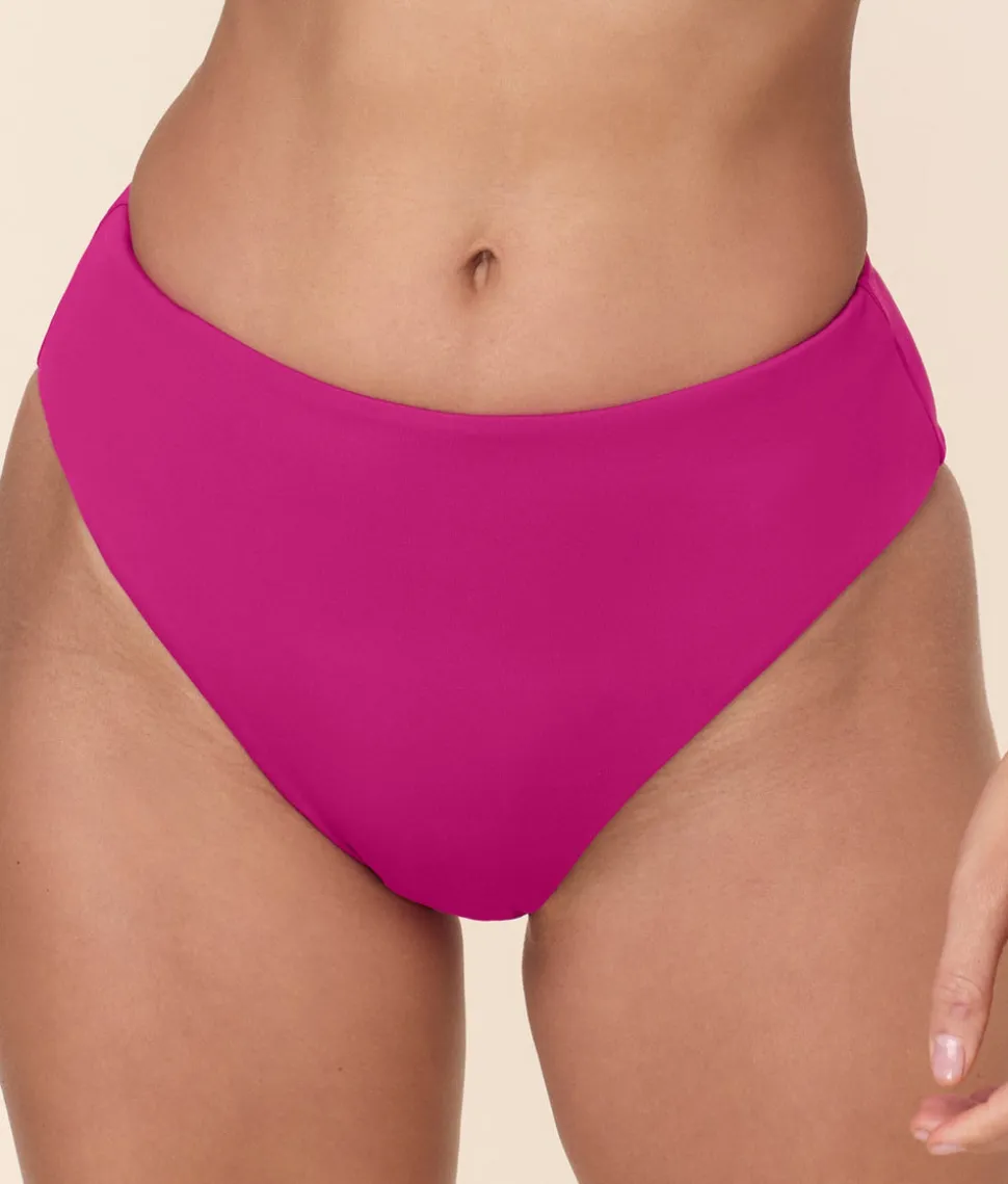 The 90s High Waist Bikini Bottom in Fuchsia